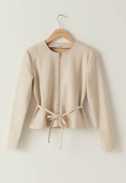 Faux Suede Peplum Jacket