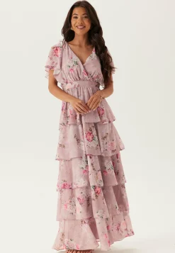 Floral Flutter Tiered Maxi Dress