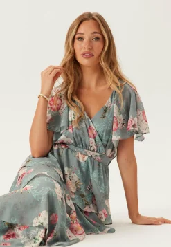 Floral Flutter Tiered Maxi Dress