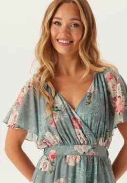 Floral Flutter Tiered Maxi Dress