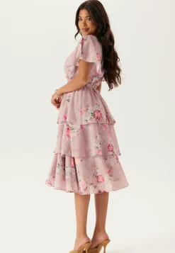 Floral Flutter Tiered Midi Dress