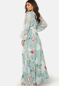 Floral Long Sleeve Chiffon Maxi Dress