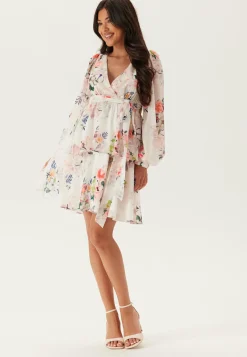 Floral Long Sleeve Tiered Skater Dress