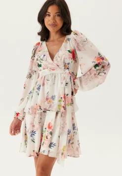 Floral Long Sleeve Tiered Skater Dress