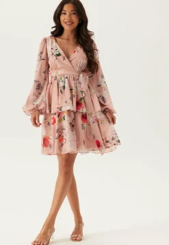 Floral Long Sleeve Tiered Skater Dress
