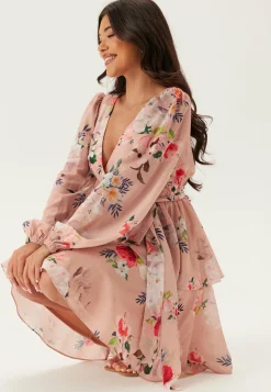 Floral Long Sleeve Tiered Skater Dress