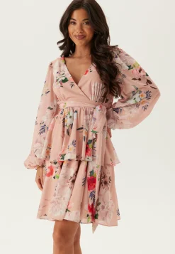 Floral Long Sleeve Tiered Skater Dress