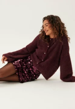 Fluffy Knitted Pearl Cardigan