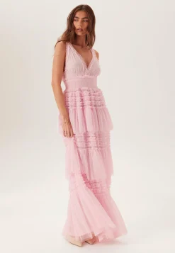 Frill Dotted Tulle Gown