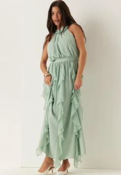 Frill Halterneck Ankle Dress