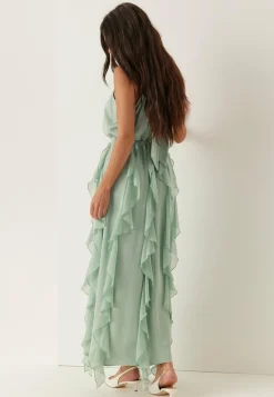 Frill Halterneck Ankle Dress