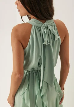 Frill Halterneck Ankle Dress