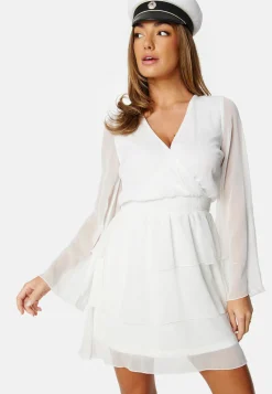 Frill L/S Chiffon Dress