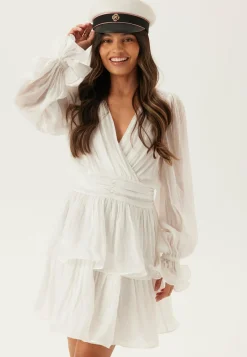 Frilled Balloon Sleeve Short Flounce Dress