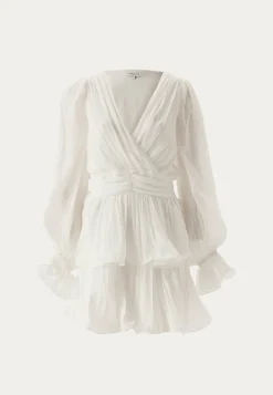 Frilled Balloon Sleeve Short Flounce Dress