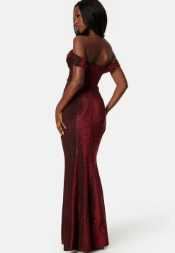 Glitter Off Shoulder Maxi Dress