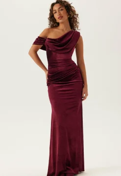 Glitter Velvet One Shoulder Maxi Dress