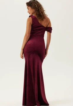 Glitter Velvet One Shoulder Maxi Dress
