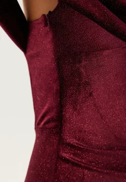 Glitter Velvet One Shoulder Maxi Dress