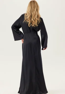 High Neck Wide Sleeve Satin Gown