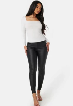 High Waist Push-Up Coated Treggings