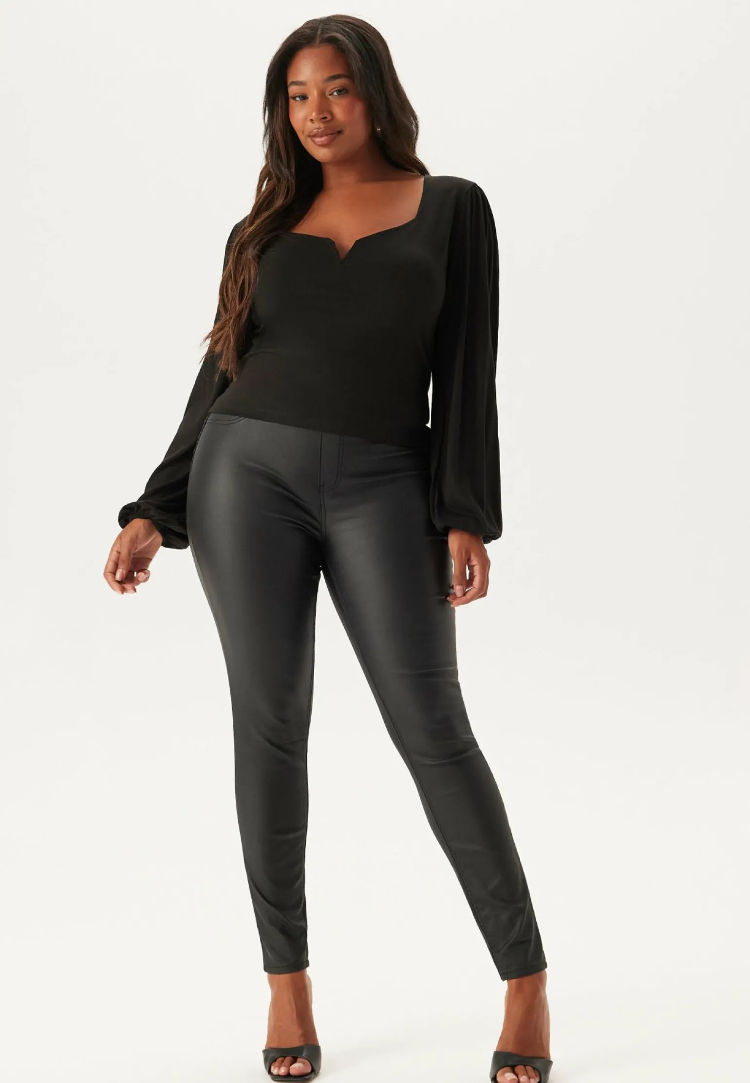 High Waist Push-Up Coated Treggings