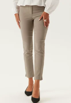 High Waist Stretchy Cropped Slit Trousers