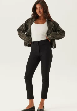 High Waist Stretchy Cropped Slit Trousers