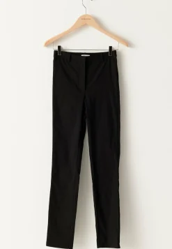 High Waist Stretchy Cropped Slit Trousers