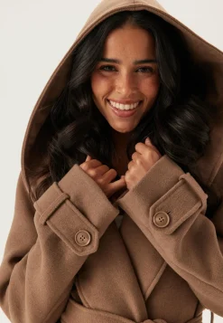 Hooded Wool Mix Coat