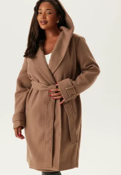 Hooded Wool Mix Coat