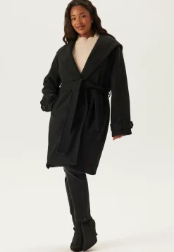 Hooded Wool Mix Coat