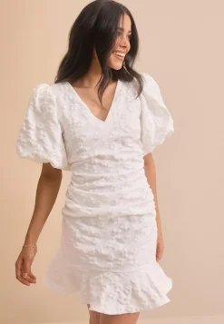 Jacquard Flounce Short Dress