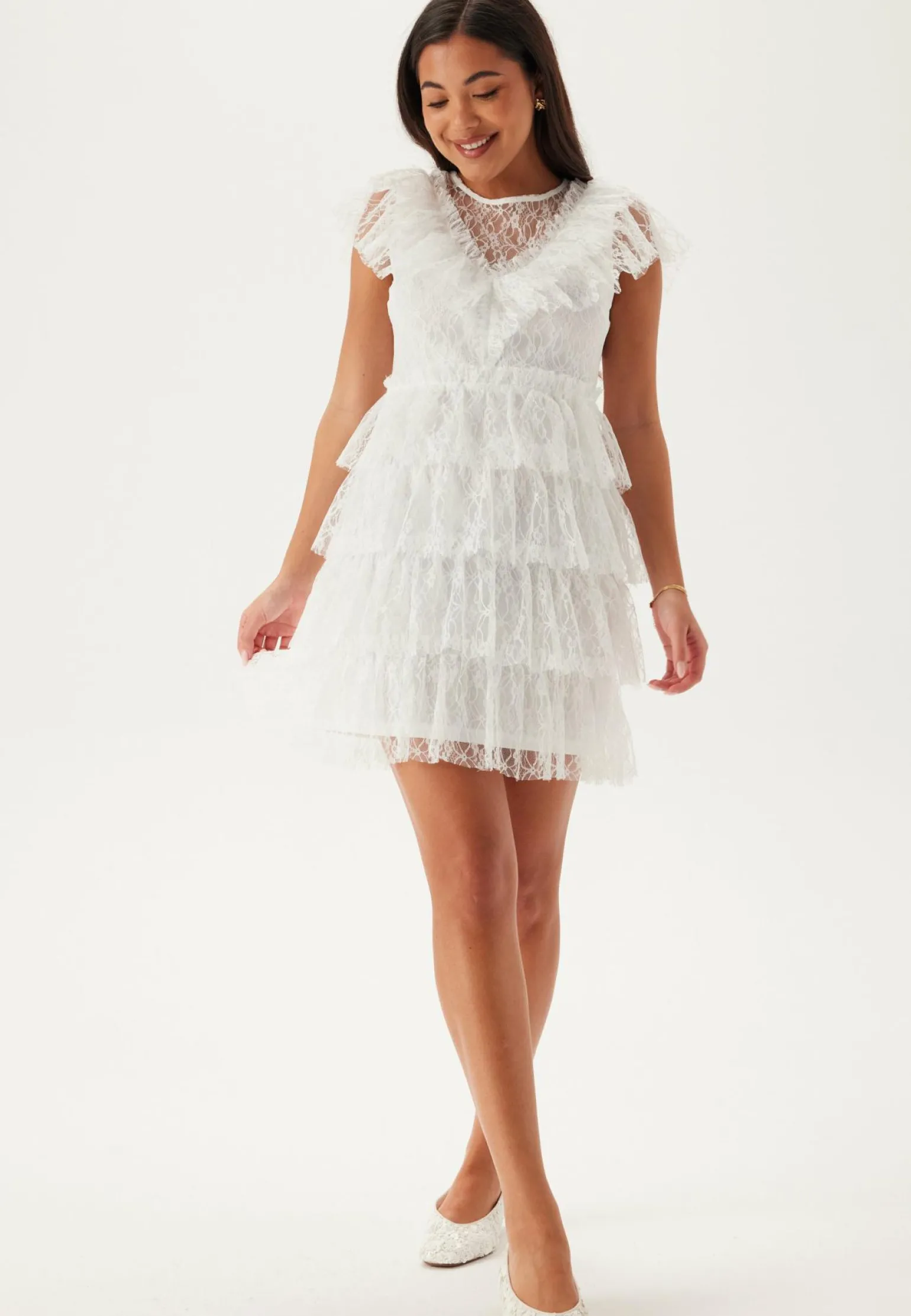 Lace Frill Short Dress