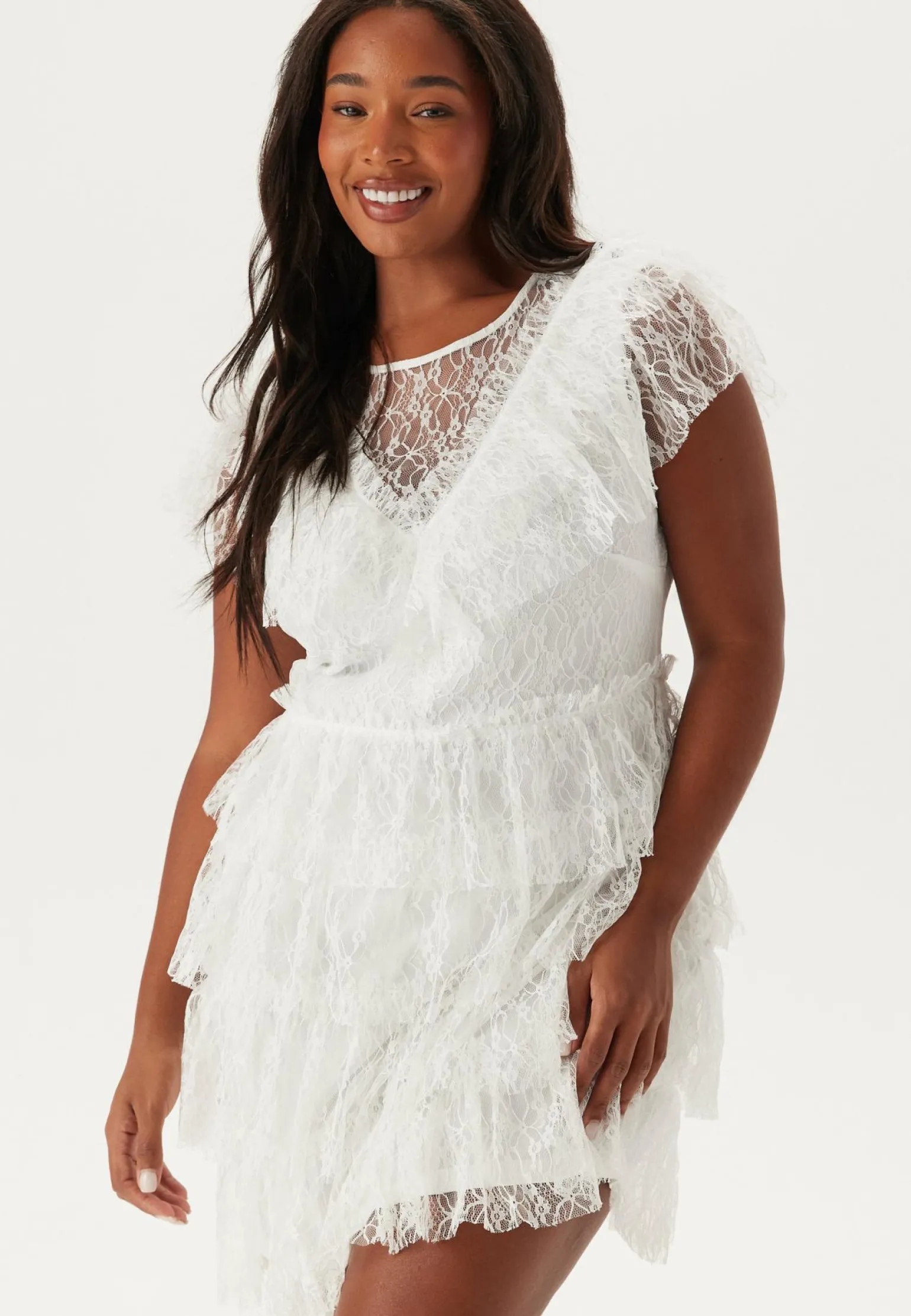 Lace Frill Short Dress