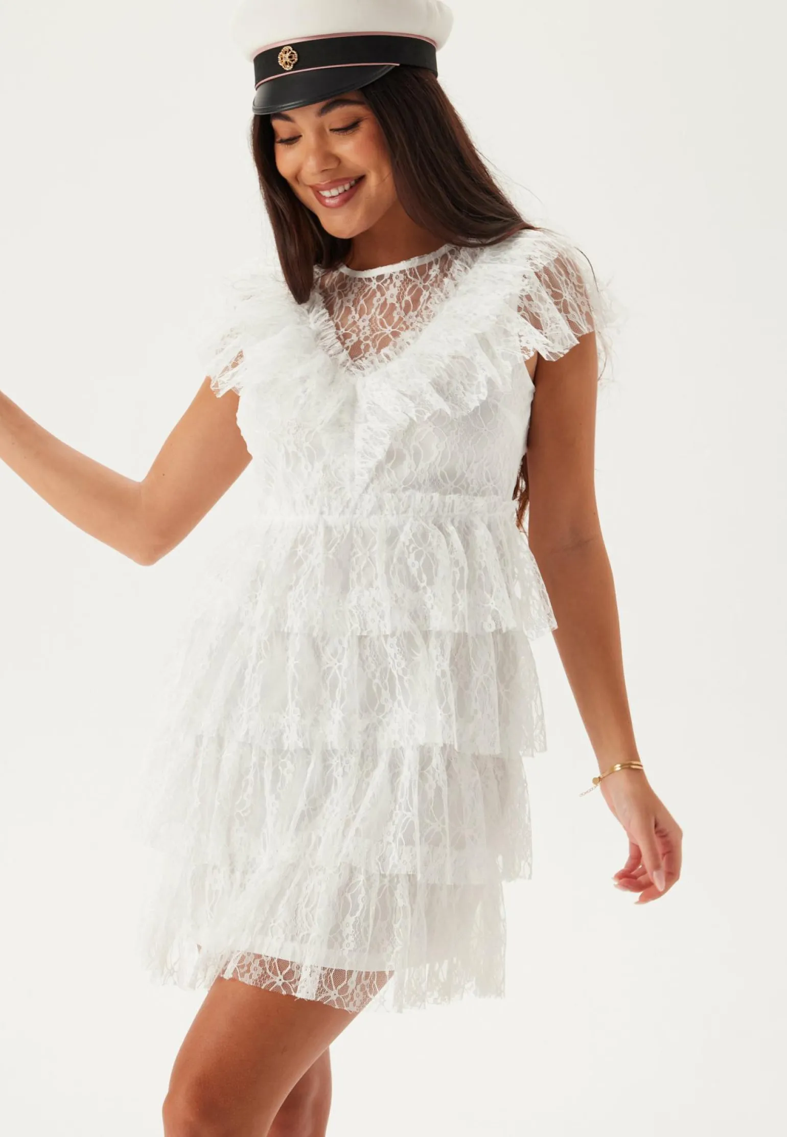 Lace Frill Short Dress