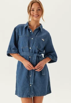 Linen Boxy Belted Shirt Dress