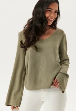 Linen Wide Sleeve Blouse