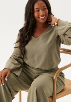 Linen Wide Sleeve Blouse