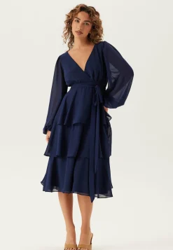 Long Sleeve Tiered Midi Dress