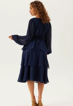 Long Sleeve Tiered Midi Dress