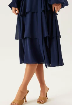 Long Sleeve Tiered Midi Dress
