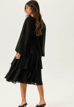 Long Sleeve Tiered Midi Dress