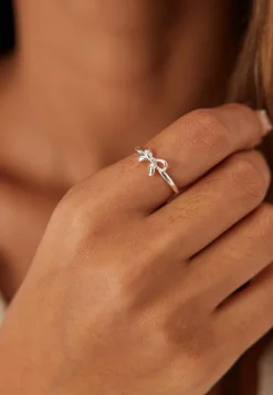 Lulu Bow Stack Ring Silver-pla