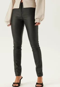 Mid Waist Push-up Coated Slim Jeans