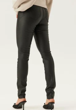 Mid Waist Push-up Coated Slim Jeans