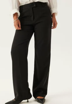 Mid Waist Straight Back Pocket Trousers