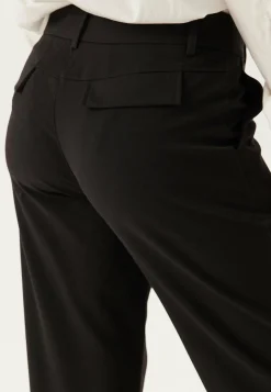 Mid Waist Straight Back Pocket Trousers