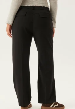 Mid Waist Straight Back Pocket Trousers