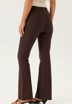 Mid Waist Stretchy Flared Trousers